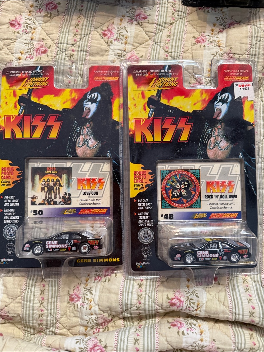 Kiss Die-Cast Gene Simmons Black Racing Car Pair with Band Artwork set of two